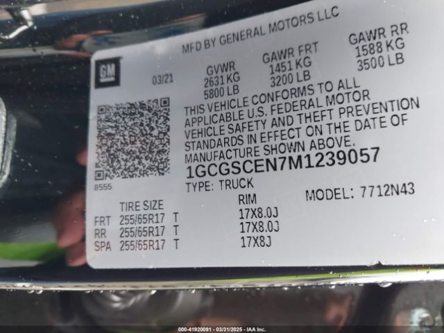 1GCGSCEN7M1239057 Chevrolet Colorado 2wd  Short Box Lt