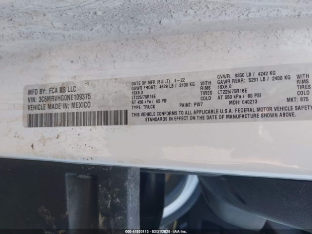 3C6MRVHG0NE109375 RAM 2022