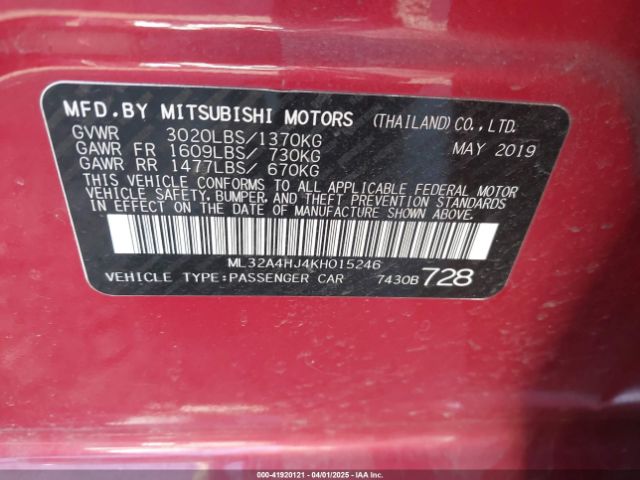 2019 MITSUBISHI MIRAGE ML32A4HJ4KH015246 Photo 8