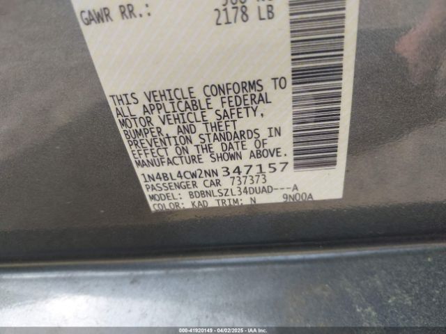 1N4BL4CW2NN347157 Nissan Altima Sr Intelligent Awd