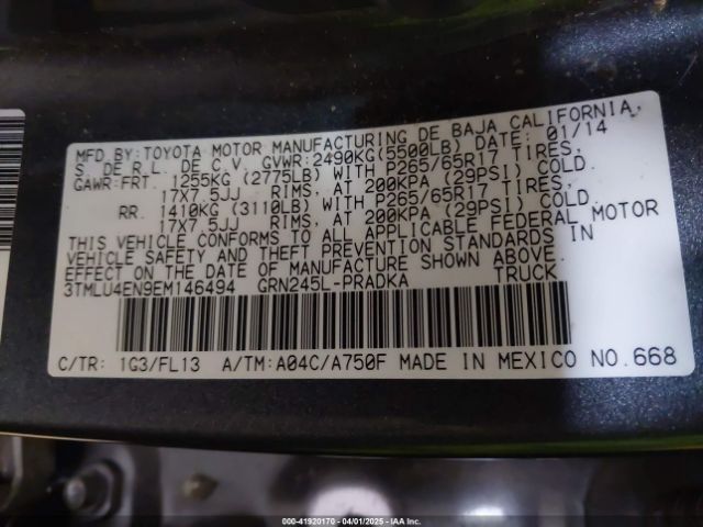 3TMLU4EN9EM146494 Toyota Tacoma Base V6