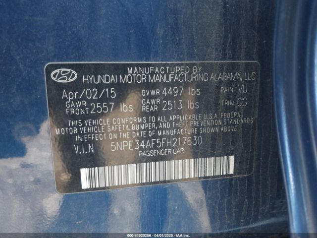 5NPE34AF5FH217630 Hyundai Sonata Sport