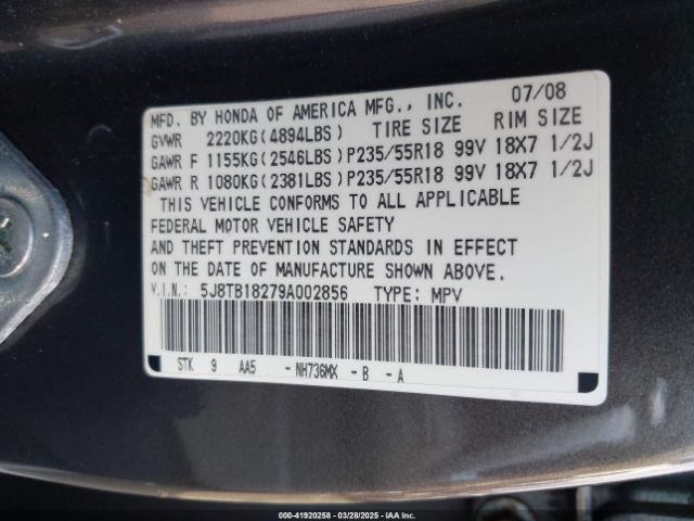 2009 ACURA RDX 5J8TB18279A002856 Photo 8
