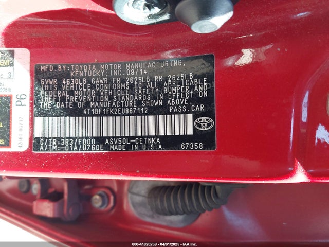 4T1BF1FK2EU867112 Toyota CAMRY LE