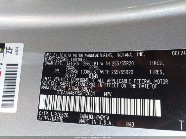 5TDAAAA6XRS012001 Lexus t24a-fts