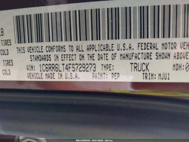 1C6RR6LT4FS729273 RAM 1500 Lone Star
