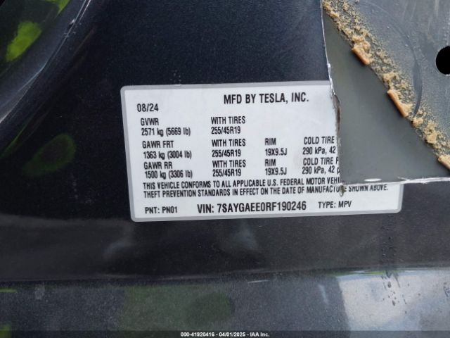 7SAYGAEE0RF190246 Tesla Model Y Long Range Dual Motor All-wheel Drive