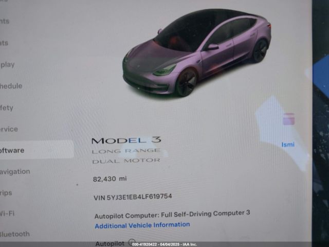 5YJ3E1EB4LF619754 Tesla Model 3 Long Range Dual Motor All-wheel Drive