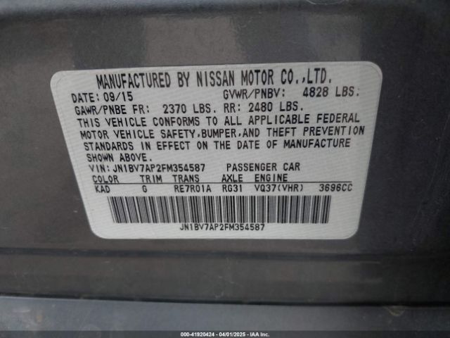JN1BV7AP2FM354587 Infiniti Q50 Premium
