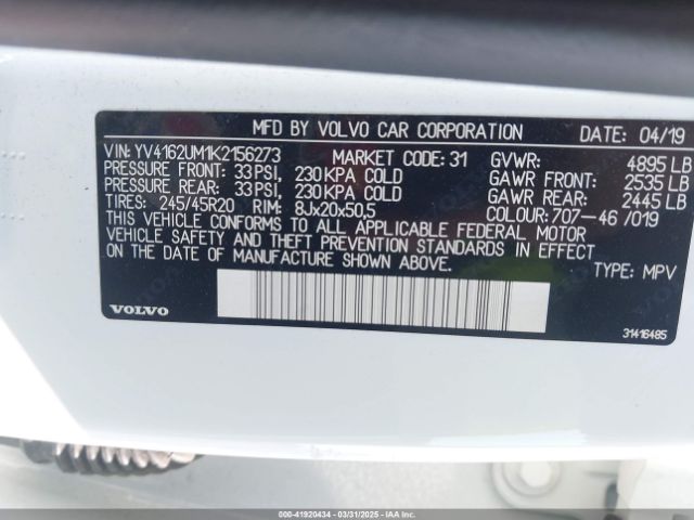 YV4162UM1K2156273 Volvo Xc40 T5 R-design