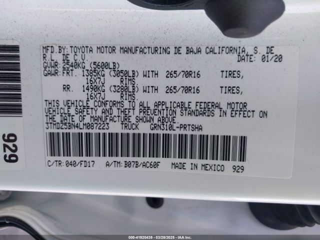 3TMDZ5BN4LM087223 Toyota Tacoma Trd Off-road