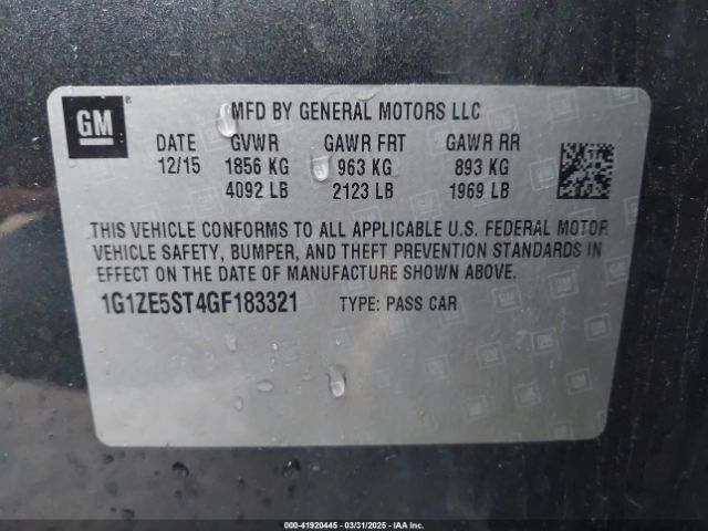 1G1ZE5ST4GF183321 Chevrolet MALIBU 1LT