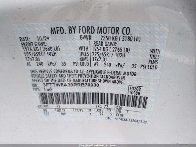 3FTTW8A30RRB70908 Ford Maverick Xl