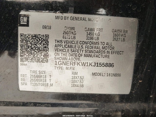 1GNERFKW1KJ155886 Chevrolet Traverse Ls
