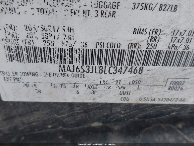 MAJ6S3JL8LC347468 Ford Ecosport Ses
