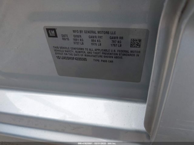 1G1JA5SH9F4205585 Chevrolet Sonic Ls Auto