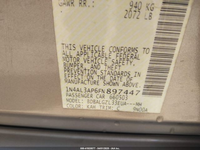 1N4AL3AP6FN897447 Nissan Altima 2.5 S