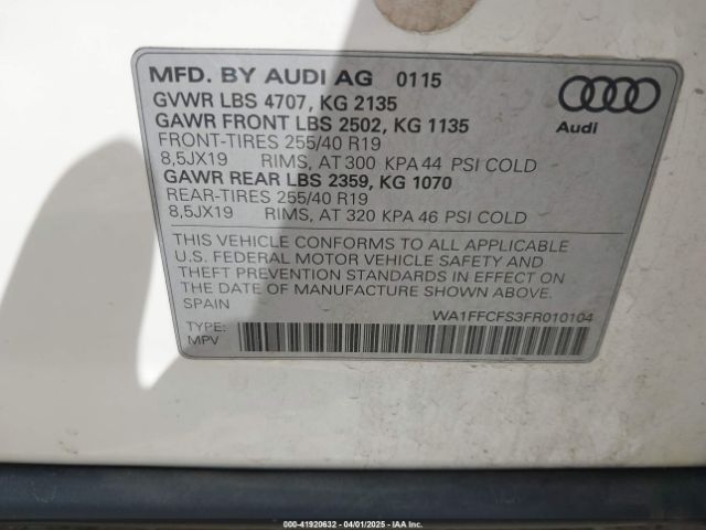 WA1FFCFS3FR010104 Audi Q3