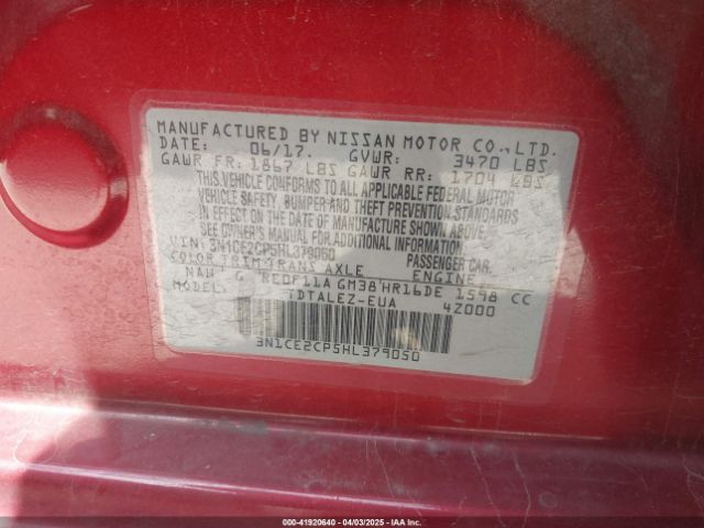 3N1CE2CP5HL379050 Nissan Versa Note Sl
