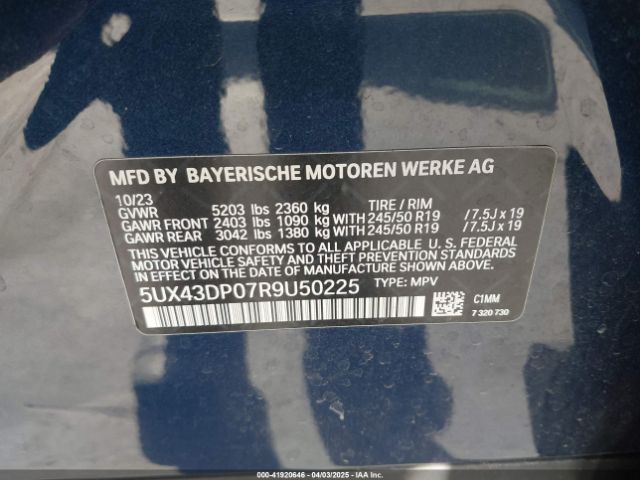 5UX43DP07R9U50225 BMW X3 Sdrive30i