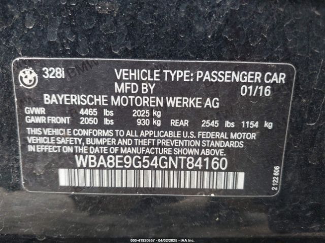 WBA8E9G54GNT84160 BMW 328I