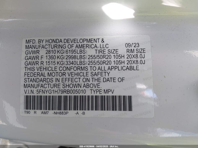 5FNYG1H79RB005010 Honda Pilot Touring