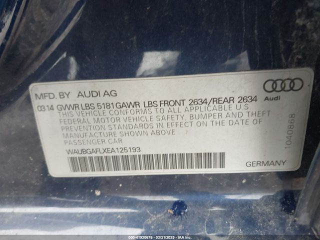 2014 AUDI S4 WAUBGAFLXEA125193 Photo 8