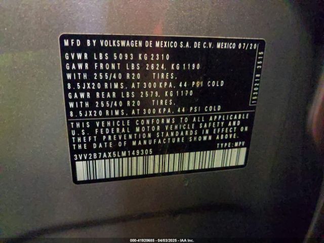 2020 VOLKSWAGEN TIGUAN 3VV2B7AX5LM149305 Photo 8