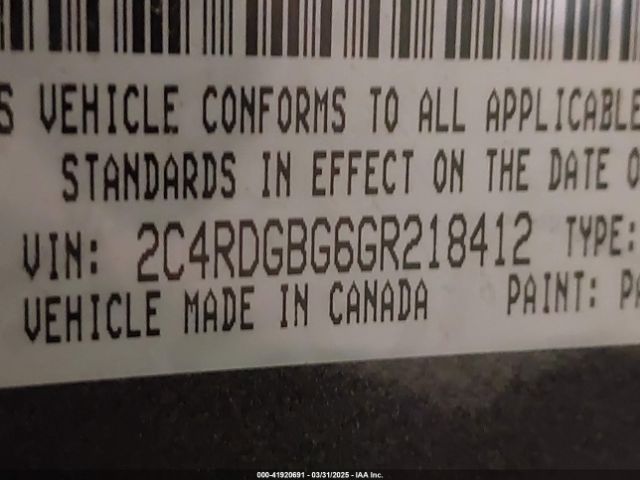 2C4RDGBG6GR218412 Dodge Grand Caravan Se