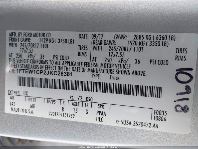 Ford F-150 Xlt 2018 1FTEW1CP2JKC28381 Image 9