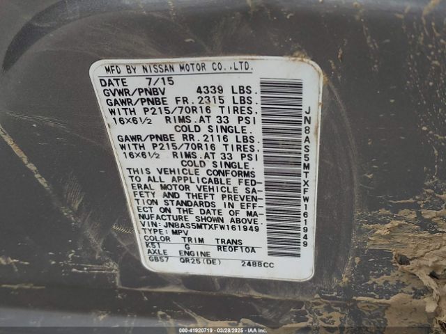 JN8AS5MTXFW161949 Nissan 2015