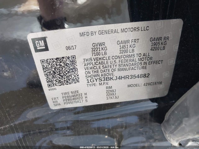 1GYS3BKJ4HR354882 Cadillac Escalade Luxury