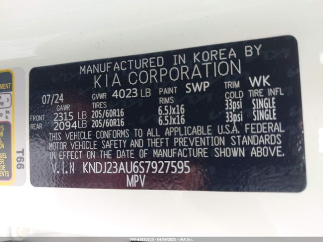 KNDJ23AU6S7927595 KIA SOUL LX
