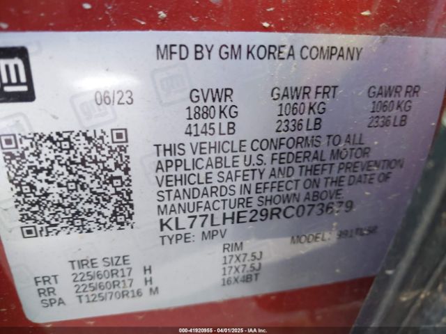 KL77LHE29RC073679 Chevrolet Trax Fwd Lt