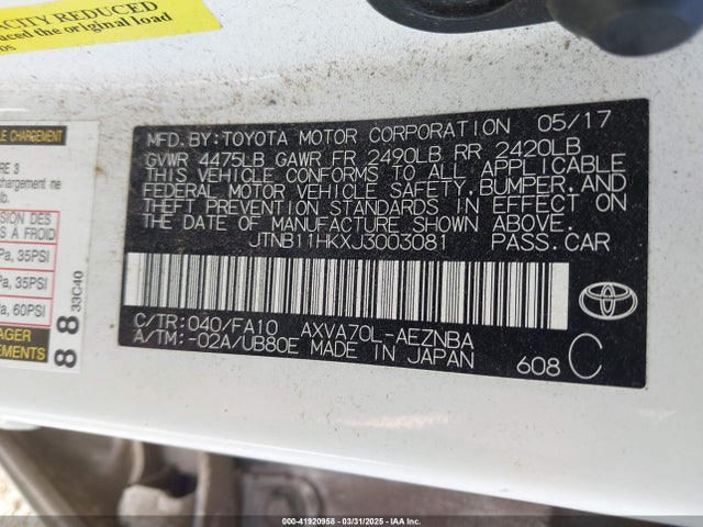 JTNB11HKXJ3003081 Toyota CAMRY LE