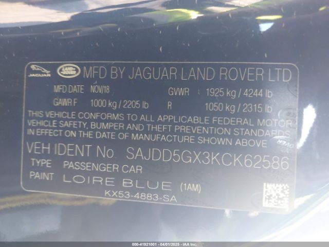 SAJDD5GX3KCK62586 Jaguar F-type P300