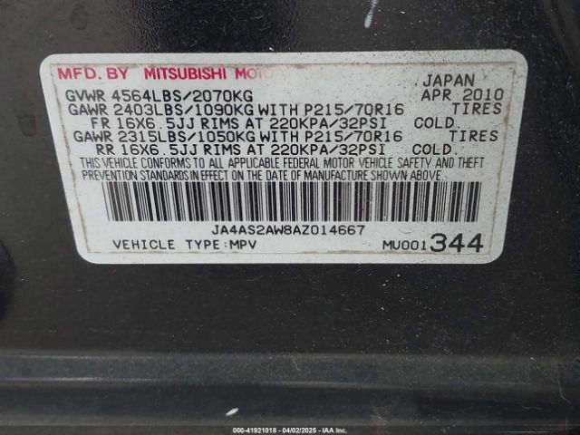 2010 MITSUBISHI OUTLANDER JA4AS2AW8AZ014667 Photo 8
