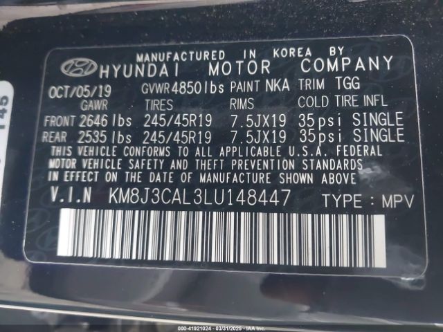 KM8J3CAL3LU148447 Hyundai Tucson Sport