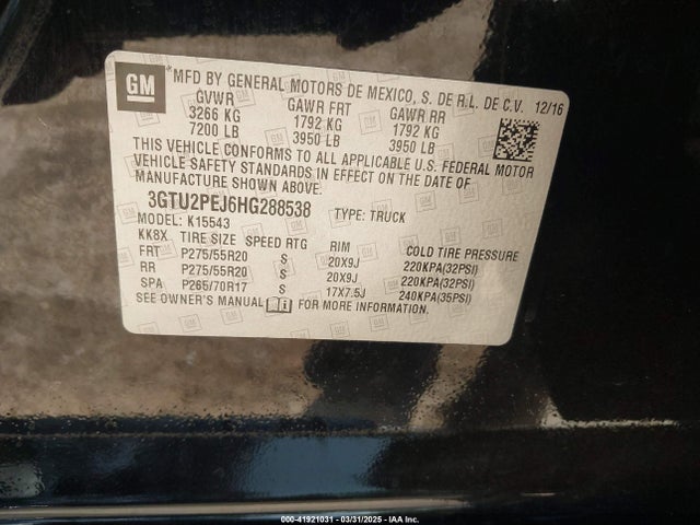 3GTU2PEJ6HG288538 GMC Sierra 1500 Denali