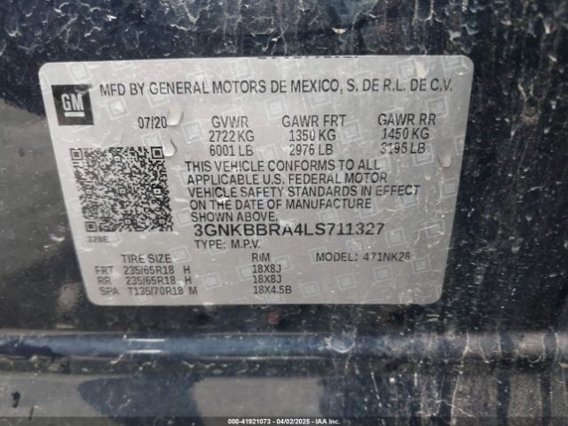 3GNKBBRA4LS711327 Chevrolet Blazer Fwd 1lt