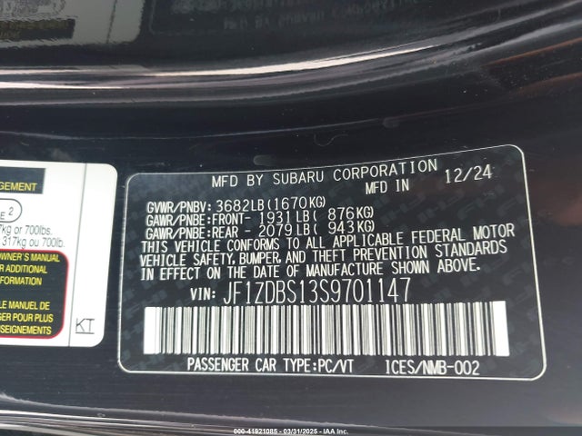 Subaru Brz Ts 2025 JF1ZDBS13S9701147 Image 9