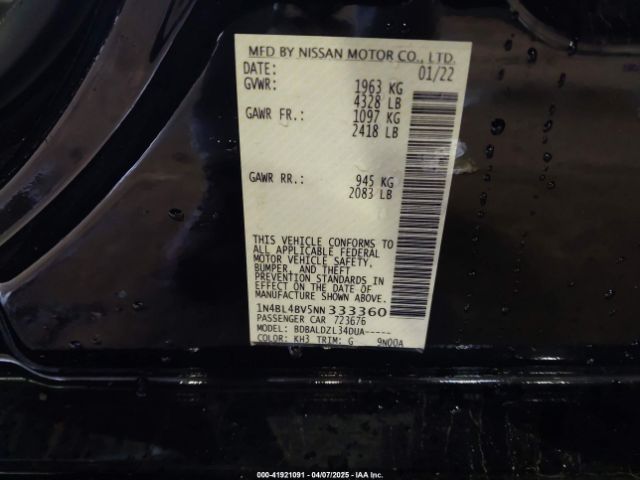 1N4BL4BV5NN333360 Nissan Altima S Fwd