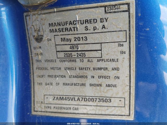 2013 MASERATI GRANTURISMO ZAM45VLA7D0073503 Photo 8