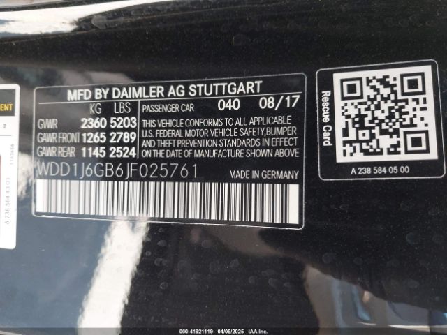 WDD1J6GB6JF025761 Mercedes-Benz E 400 4matic