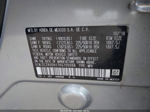 3CZRU5H17KG705098 Honda HR-V SPORT