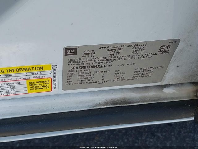 5GAKRBKD8HJ201209 Buick Enclave Leather