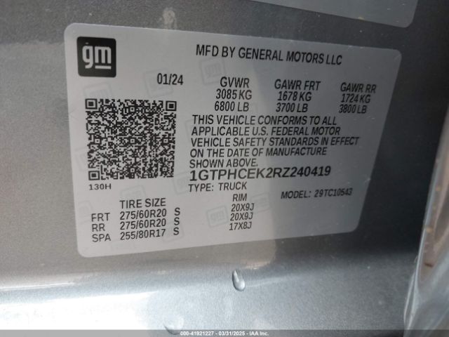 1GTPHCEK2RZ240419 GMC Sierra 1500 2wd  Short Box Elevation