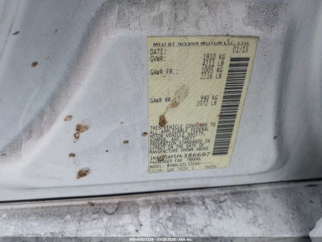 1N4AL3AP5FN386697 Nissan Altima 2.5/2.5 S/2.5 Sl/2.5 Sv