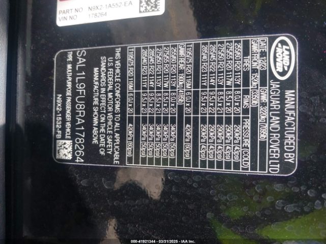 SAL1L9FU8RA178264 Land Rover Range Rover Sport Dynamic Se