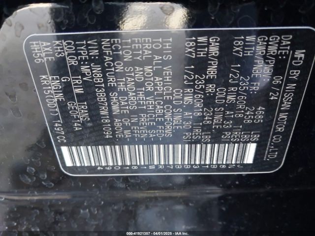 JN8BT3BB7RW181094 Nissan Rogue Sv Intelligent Awd